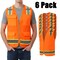 Zfeel Mesh High-Visibility Safety Vest, Zip Closure, Multi-Pocket, Neon Orange & Yellow, Pack of 6